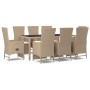 Set comedor de jardín 9 pzas con cojines ratán sintético beige de vidaXL, Conjuntos de jardín - Ref: Foro24-3157579, Precio: ...