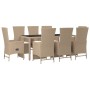 Set comedor de jardín 9 pzas con cojines ratán sintético beige de vidaXL, Conjuntos de jardín - Ref: Foro24-3157579, Precio: ...