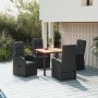 5-teiliges Gartenmöbel-Set mit schwarzen synthetischen Rattankissen von vidaXL, Gartensets - Ref: Foro24-3157598, Preis: 728,...