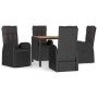 Set de muebles jardín 5 pzas con cojines ratán sintético negro de vidaXL, Conjuntos de jardín - Ref: Foro24-3157598, Precio: ...