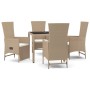 Set comedor de jardín 5 pzas con cojines ratán sintético beige de vidaXL, Conjuntos de jardín - Ref: Foro24-3157569, Precio: ...