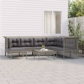 8-piece garden furniture set and gray synthetic rattan cushions by vidaXL, Garden sets - Ref: Foro24-3187559, Price: 431,27 €...