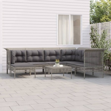 8-teiliges Gartenmöbel-Set und graue synthetische Rattankissen von vidaXL, Gartensets - Ref: Foro24-3187559, Preis: 430,89 €,...