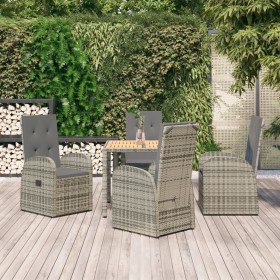 5-teiliges Garten-Esszimmerset mit synthetischen Rattankissen grau von vidaXL, Gartensets - Ref: Foro24-3157583, Preis: 654,7...