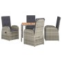 Set comedor de jardín 5 piezas con cojines ratán sintético gris de vidaXL, Conjuntos de jardín - Ref: Foro24-3157583, Precio:...