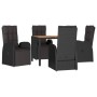 5-teiliges Akazienholz Esszimmer Garten Set synthetisches Rattan schwarz von vidaXL, Gartensets - Ref: Foro24-3157607, Preis:...