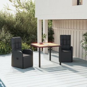 Garden dining set 3 pieces acacia wood black synthetic rattan by vidaXL, Garden sets - Ref: Foro24-3157606, Price: 431,39 €, ...