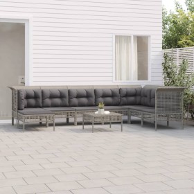 9-piece garden furniture set and gray synthetic rattan cushions by vidaXL, Garden sets - Ref: Foro24-3187561, Price: 512,99 €...