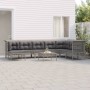 Set de muebles de jardín 9 pzas y cojines ratán sintético gris de vidaXL, Conjuntos de jardín - Ref: Foro24-3187561, Precio: ...