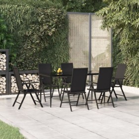 Garden dining set 7 pieces black synthetic rattan by vidaXL, Garden sets - Ref: Foro24-3156517, Price: 482,99 €, Discount: %