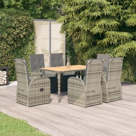 Garten-Essgruppe 7-teilig und graue synthetische Rattankissen von vidaXL, Gartensets - Ref: Foro24-3157594, Preis: 1,00 €, Ra...