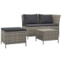 Set de muebles de jardín 3 pzas y cojines ratán sintético gris de vidaXL, Conjuntos de jardín - Ref: Foro24-319693, Precio: 4...