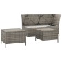 Set de muebles de jardín 3 pzas y cojines ratán sintético gris de vidaXL, Conjuntos de jardín - Ref: Foro24-319693, Precio: 4...