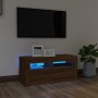 Mueble de TV con luces LED roble marrón 90x35x40 cm de vidaXL, Muebles TV - Ref: Foro24-822723, Precio: 59,24 €, Descuento: %