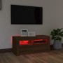 Mueble de TV con luces LED roble marrón 90x35x40 cm de vidaXL, Muebles TV - Ref: Foro24-822723, Precio: 59,24 €, Descuento: %