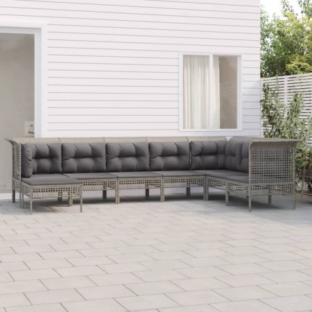 8-piece garden furniture set and gray synthetic rattan cushions by vidaXL, Garden sets - Ref: Foro24-3187560, Price: 375,99 €...