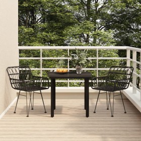 Juego de comedor de jardín 3 piezas ratán sintético negro de vidaXL, Conjuntos de jardín - Ref: Foro24-3157866, Precio: 195,9...