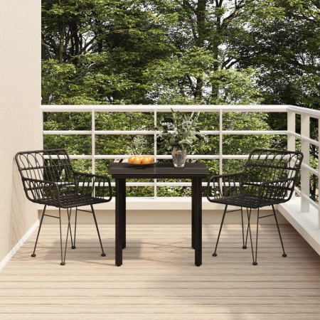 3-Piece Black Synthetic Rattan Garden Dining Set by vidaXL, Garden sets - Ref: Foro24-3157866, Price: 196,65 €, Discount: %