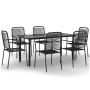 Garden dining set 7 pieces steel and black cotton rope by vidaXL, Garden sets - Ref: Foro24-3156537, Price: 445,53 €, Discoun...