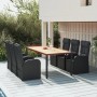 Set de comedor de jardín 7 pzas y cojines ratán sintético negro de vidaXL, Conjuntos de jardín - Ref: Foro24-3157603, Precio:...