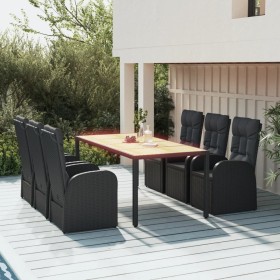 7-teiliges Garten-Essset und schwarze Kissen aus synthetischem Rattan von vidaXL, Gartensets - Ref: Foro24-3157603, Preis: 1,...