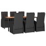 Set de comedor de jardín 7 pzas y cojines ratán sintético negro de vidaXL, Conjuntos de jardín - Ref: Foro24-3157603, Precio:...