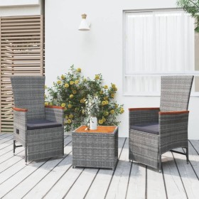 Garden furniture set 3 pieces acacia wood gray synthetic rattan by vidaXL, Garden sets - Ref: Foro24-3157654, Price: 275,64 €...