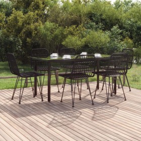 Garden dining set 7 pieces black synthetic rattan by vidaXL, Garden sets - Ref: Foro24-3157898, Price: 565,31 €, Discount: %