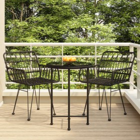 3-Piece Black Synthetic Rattan Garden Dining Set by vidaXL, Garden sets - Ref: Foro24-3157834, Price: 164,20 €, Discount: %