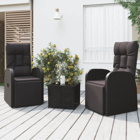 Gartenlounge-Set 3-teilig aus synthetischem Rattan und schwarzem Stahl von vidaXL, Gartensets - Ref: Foro24-3157660, Preis: 3...