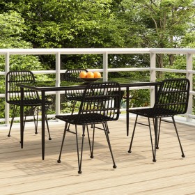 5-Piece Black Synthetic Rattan Garden Dining Set by vidaXL, Garden sets - Ref: Foro24-3157883, Price: 404,75 €, Discount: %