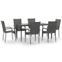 Juego de comedor de jardín 7 piezas ratán sintético gris de vidaXL, Conjuntos de jardín - Ref: Foro24-3156677, Precio: 372,99...