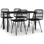 5-piece black synthetic rattan garden dining set by vidaXL, Garden sets - Ref: Foro24-3157896, Price: 371,74 €, Discount: %