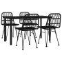 5-piece black synthetic rattan garden dining set by vidaXL, Garden sets - Ref: Foro24-3157896, Price: 371,74 €, Discount: %