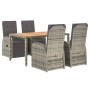 Set comedor de jardín 5 piezas con cojines ratán sintético gris de vidaXL, Conjuntos de jardín - Ref: Foro24-3157593, Precio:...