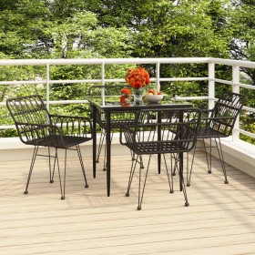 5-Piece Black Synthetic Rattan Garden Dining Set by vidaXL, Garden sets - Ref: Foro24-3157853, Price: 331,99 €, Discount: %