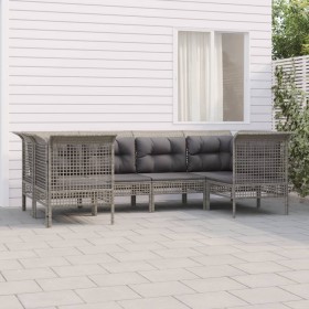 6-teiliges Gartenmöbel-Set und graue synthetische Rattankissen von vidaXL, Gartensets - Ref: Foro24-3187563, Preis: 320,99 €,...