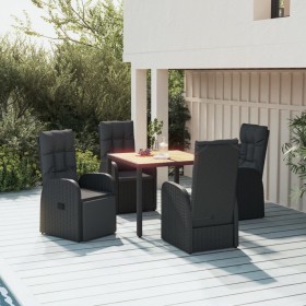 Set de muebles jardín 5 pzas con cojines ratán sintético negro de vidaXL, Conjuntos de jardín - Ref: Foro24-3157599, Precio: ...