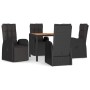 Set de muebles jardín 5 pzas con cojines ratán sintético negro de vidaXL, Conjuntos de jardín - Ref: Foro24-3157599, Precio: ...