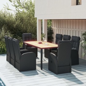 9-teiliges Garten-Esszimmerset und Kissen synthetisches Rattan schwarz von vidaXL, Gartensets - Ref: Foro24-3157605, Preis: 1...