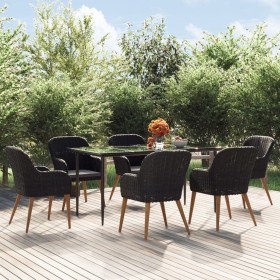 Juego de comedor de jardín 7 piezas con cojines negro de vidaXL, Conjuntos de jardín - Ref: Foro24-3156727, Precio: 739,99 €,...