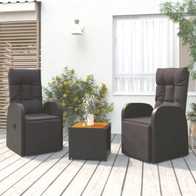 Garden furniture set 3 pieces acacia wood black synthetic rattan by vidaXL, Garden sets - Ref: Foro24-3157650, Price: 351,64 ...