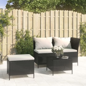 3-piece garden furniture set with black synthetic rattan cushions by vidaXL, Garden sets - Ref: Foro24-319692, Price: 278,99 ...