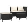 Set de muebles de jardín 3 pzas y cojines ratán sintético negro de vidaXL, Conjuntos de jardín - Ref: Foro24-319692, Precio: ...