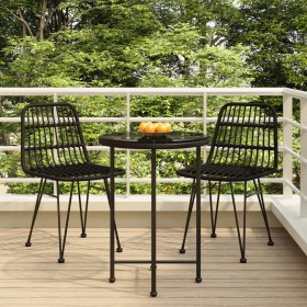 3-Piece Black Synthetic Rattan Garden Dining Set by vidaXL, Garden sets - Ref: Foro24-3157836, Price: 168,11 €, Discount: %