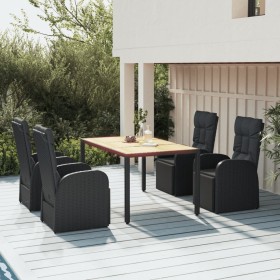 Garten-Essgruppe 5-teilig, Akazienholz, schwarzes synthetisches Rattan von vidaXL, Gartensets - Ref: Foro24-3157608, Preis: 7...