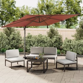 Cantilever parasol with terracotta LEDs 400x300 cm by vidaXL, Umbrellas - Ref: Foro24-319934, Price: 258,99 €, Discount: %