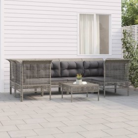 7-piece garden furniture set with gray synthetic rattan cushions by vidaXL, Garden sets - Ref: Foro24-3187564, Price: 364,72 ...