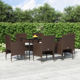 7-teiliges Garten-Esszimmerset mit braunen und schwarzen Kissen von vidaXL, Gartensets - Ref: Foro24-3156629, Preis: 504,99 €...