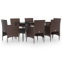 7-piece garden dining set with brown and black cushions by vidaXL, Garden sets - Ref: Foro24-3156629, Price: 504,99 €, Discou...